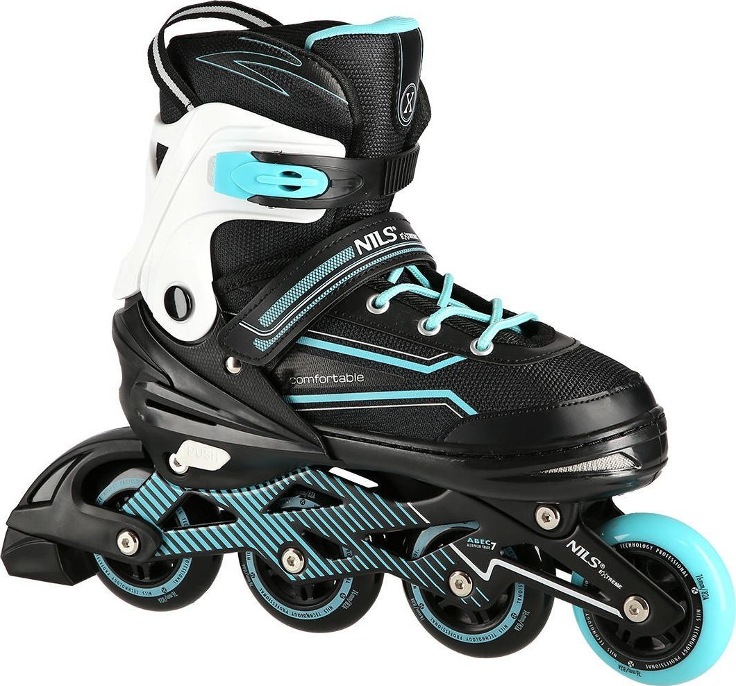 Rolki Nils Extreme NA1169A z wymienną płozą regulowane turkusowe r. 35-38