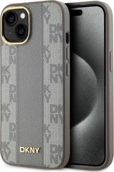 DKNY DKNY DKHMP14SPCPVSLE iPhone 14 6.1" beżowy/beige hardcase Leather Checkered Mono Pattern MagSafe