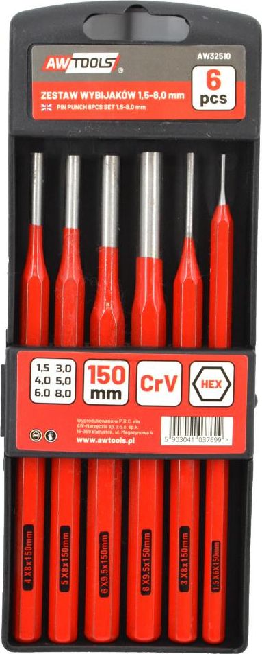 AWTools AWTOOLS ZESTAW WYBIJAKÓW 1.5-8.0 mm 6cz. AW32510