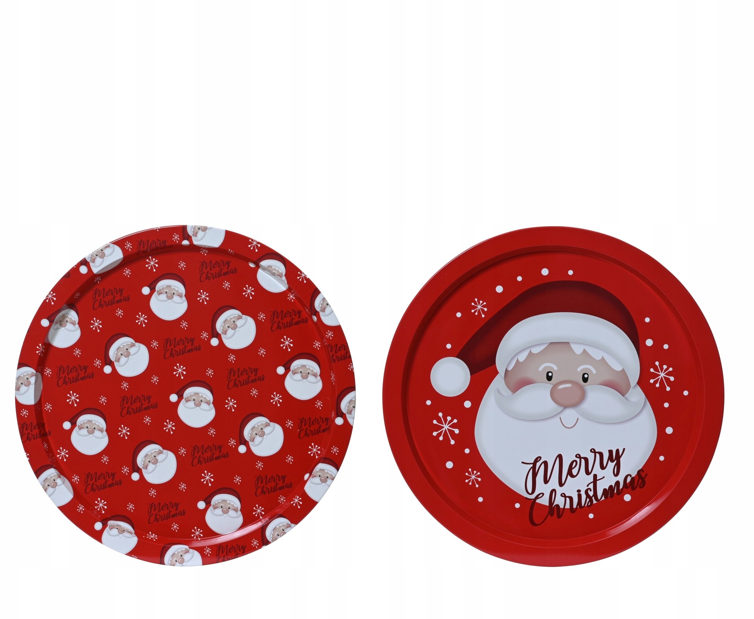 Patera talerz metalowy świąteczny wzór czerwony 32cm 1szt