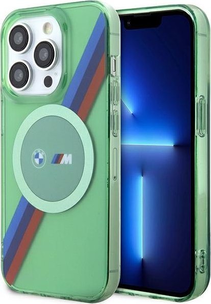 BMW BMW BMHMP15LHDTN iPhone 15 Pro 6.1" zielony/green hardcase M Tricolor Stripes MagSafe