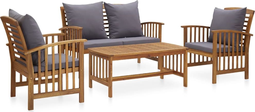 vidaXL 4-cz. zestaw wypoczynkowy do ogrodu, poduszki, drewno akacjowe