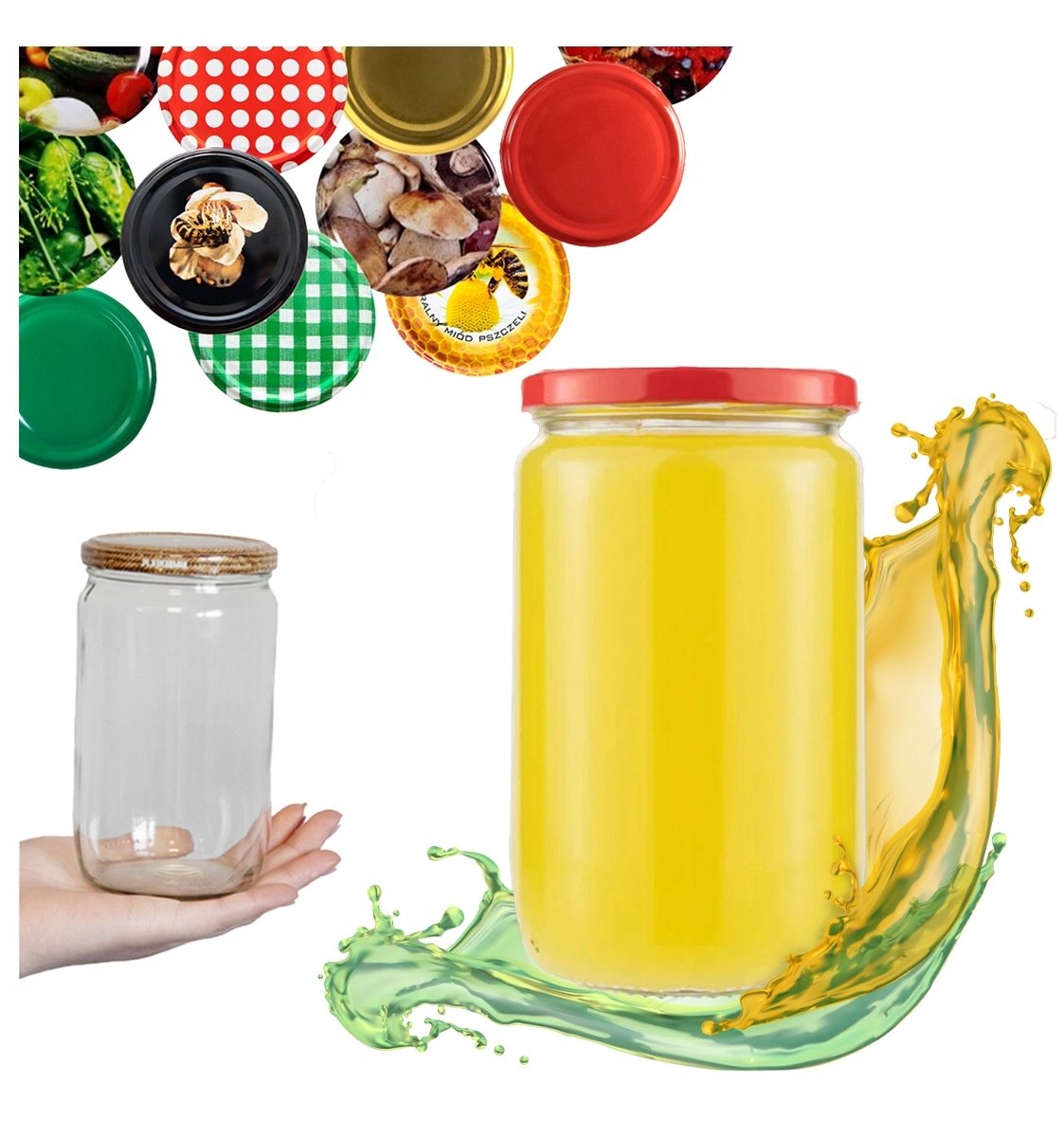 8X Słoik FRANKO 720ml DŻEM PRZETWORY SOKI OGÓRKI PASZTET + WIECZKO 82