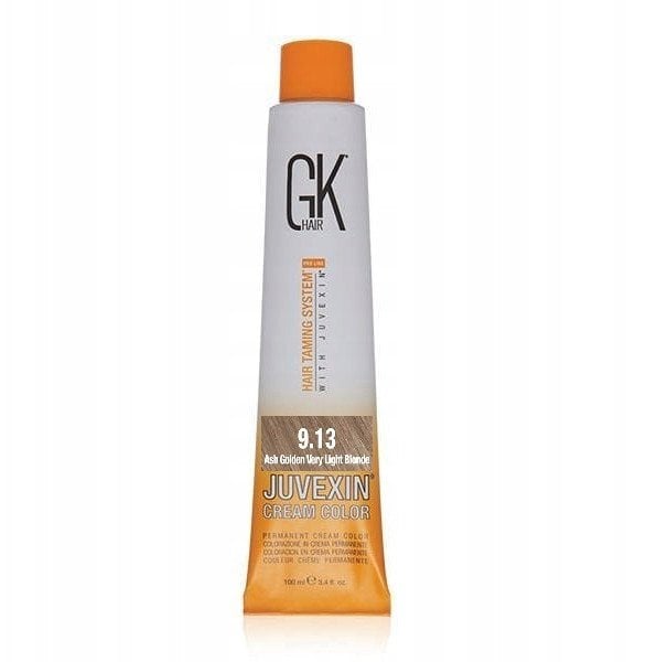 GK HAIR (Global Keratin) Global Keratin, Cream Colour, Permanent Hair Dye, 9.13 Ash Golden Very Light Blonde, 100 ml For Women