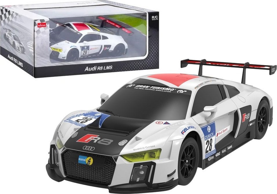 Auto R/C 1:24 Zdalnie Sterowane Sportowe AUDI R8 LMS Biało-Czarne Rastar