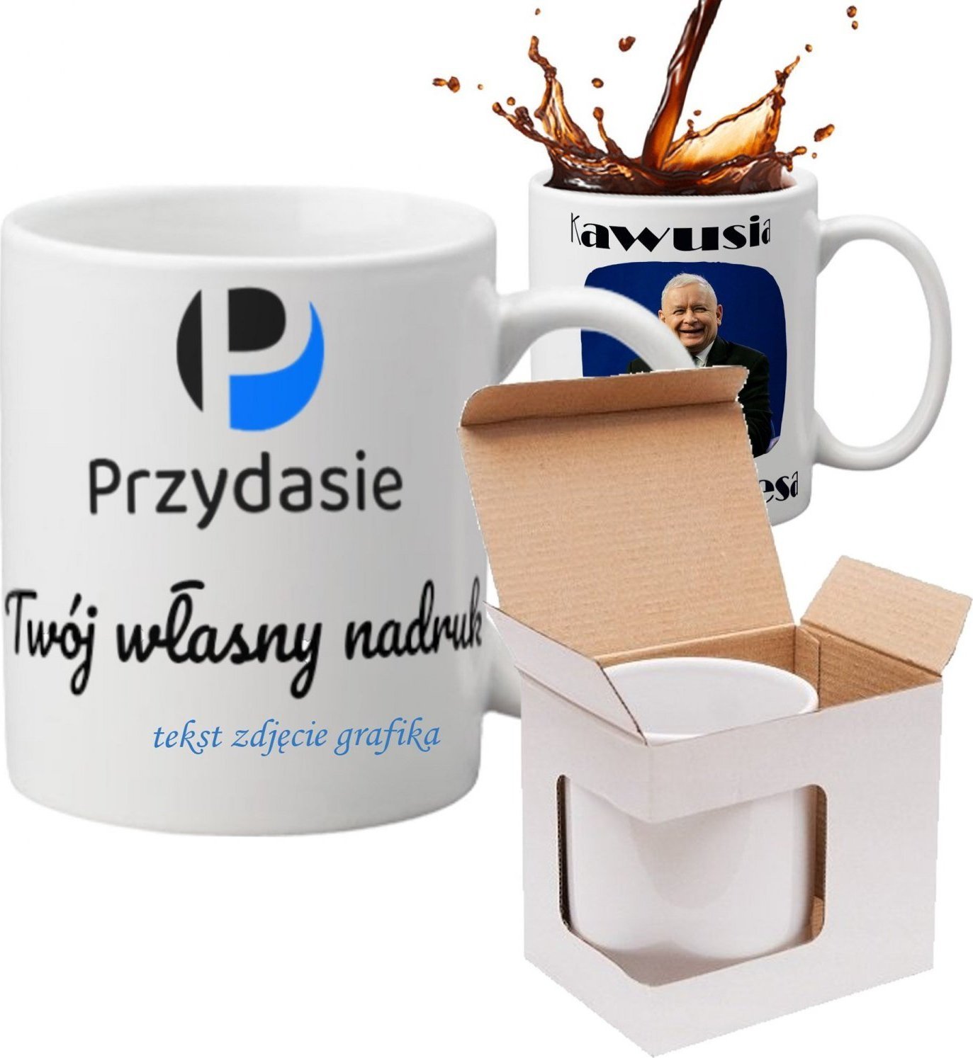PrzydaSie Kubek Z Twoim Własnym Dowolnym Nadrukiem +Pudełko Gratis!