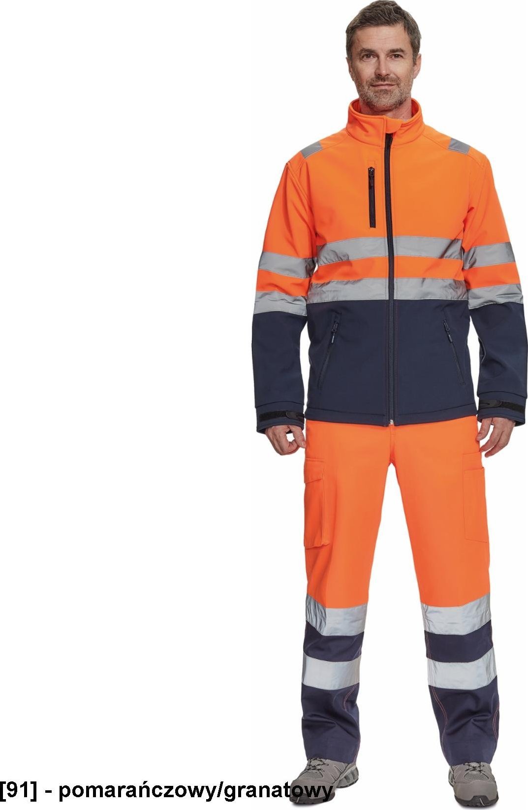 CERVA GRANADA HV - kurtka softshellowa - pomarańczowy/granatowy 3XL