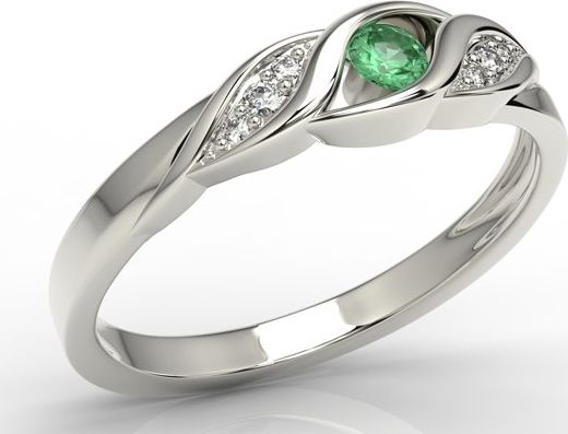 WĘC - Twój Jubiler Pierścionek z białego złota ze szmaragdem i diamentami AP-51B 16 / UE- 56