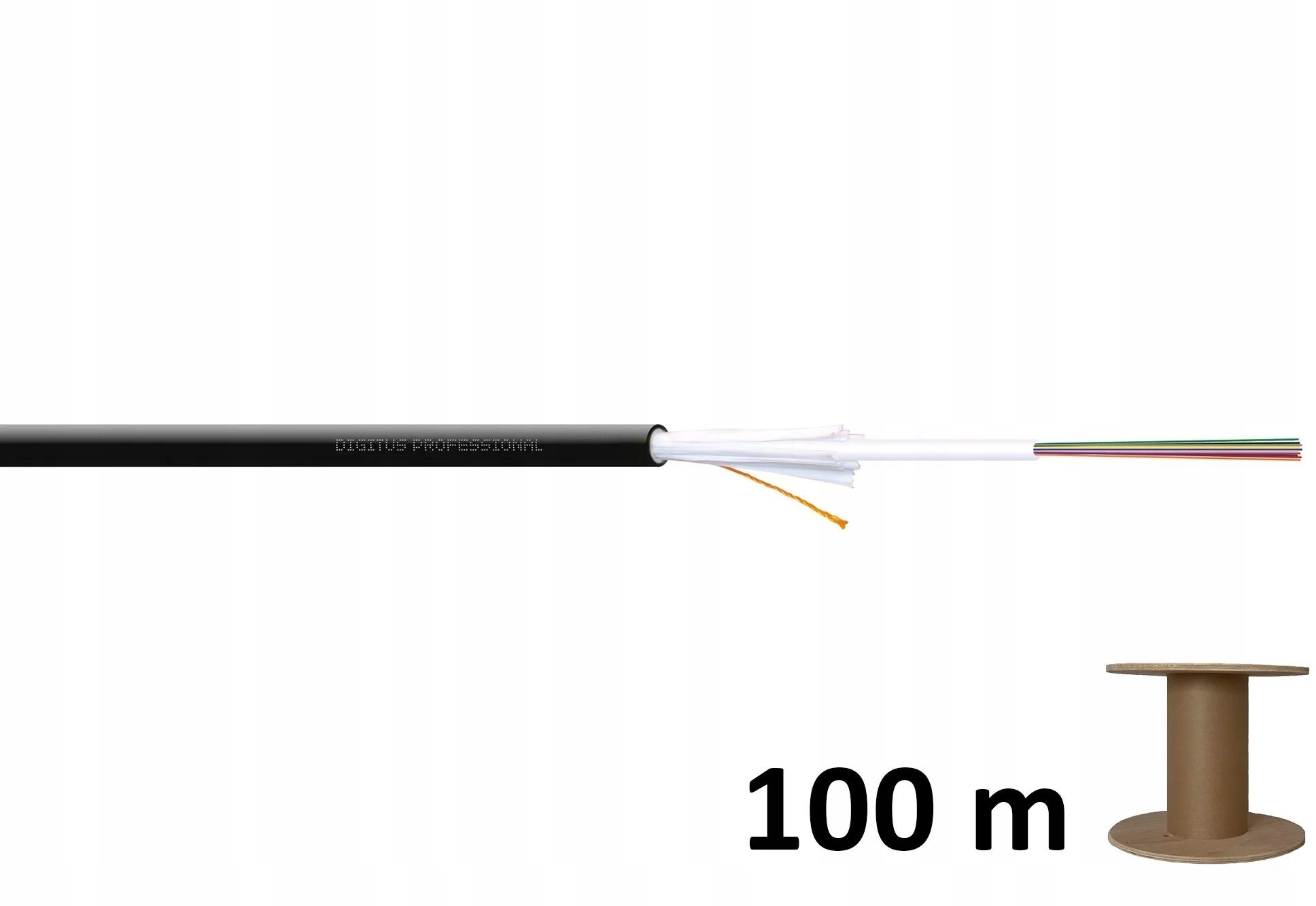 Kabel światłowodowy zewnętrzny DIGITUS ze złączem SC 12 wł. SM 9/125, Fca PE, 1500N, czarny