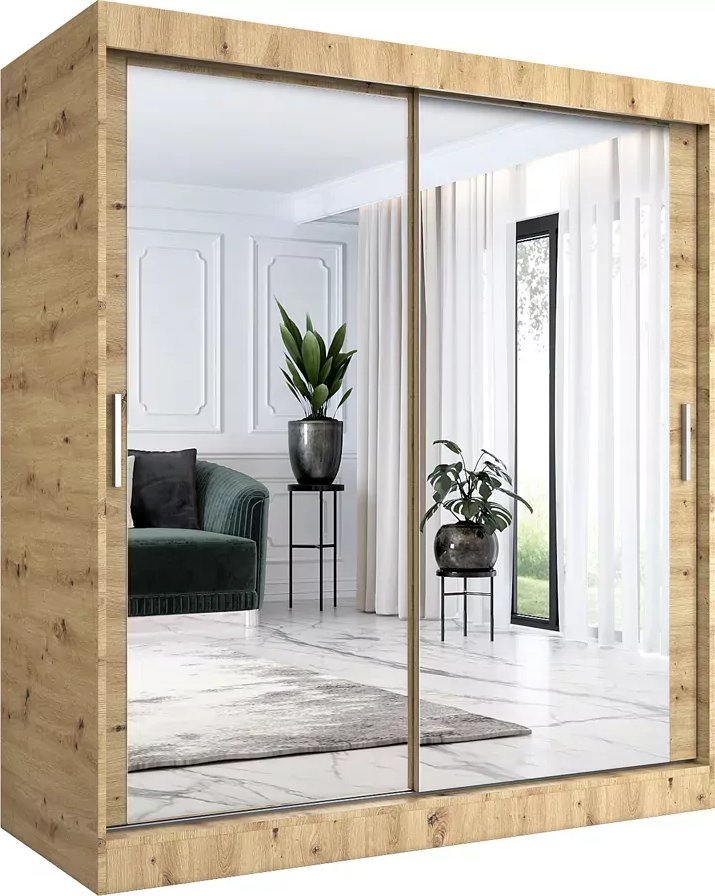 Elior Szafa przesuwna z lustrem 180 cm dąb artisan - Edna 5X