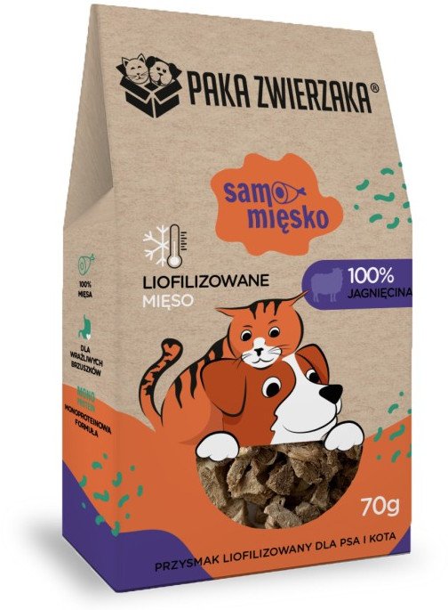 Paka Zwierzaka Przysmak liofilizowany Samo Mięsko JAGNIĘCINA 70g
