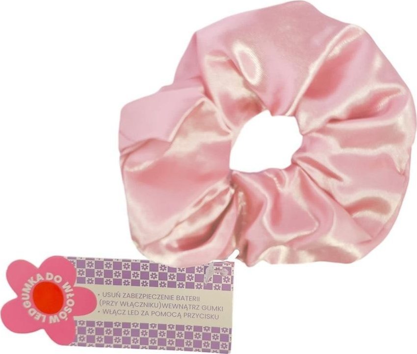 Gumka scrunchie do włosów led różowa
