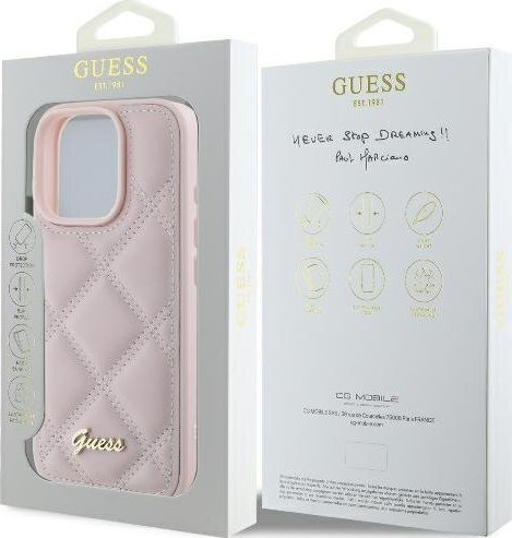 Guess Guess GUHCP16XPSQSQSP iPhone 16 Pro Max 6.9" różowy/pink hardcase Quilted Metal Logo