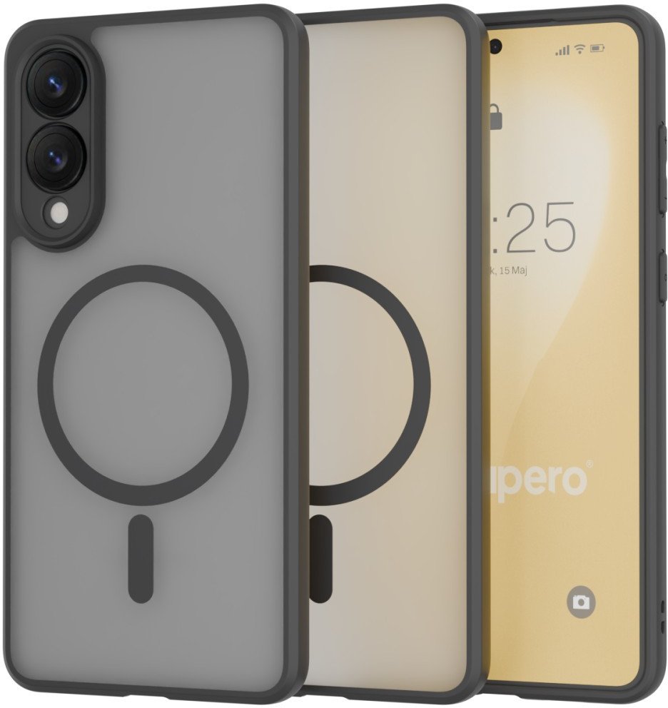 Etui matowe Supero do Samsung Galaxy S25 Edge Magsafe, przezroczysto-czarne