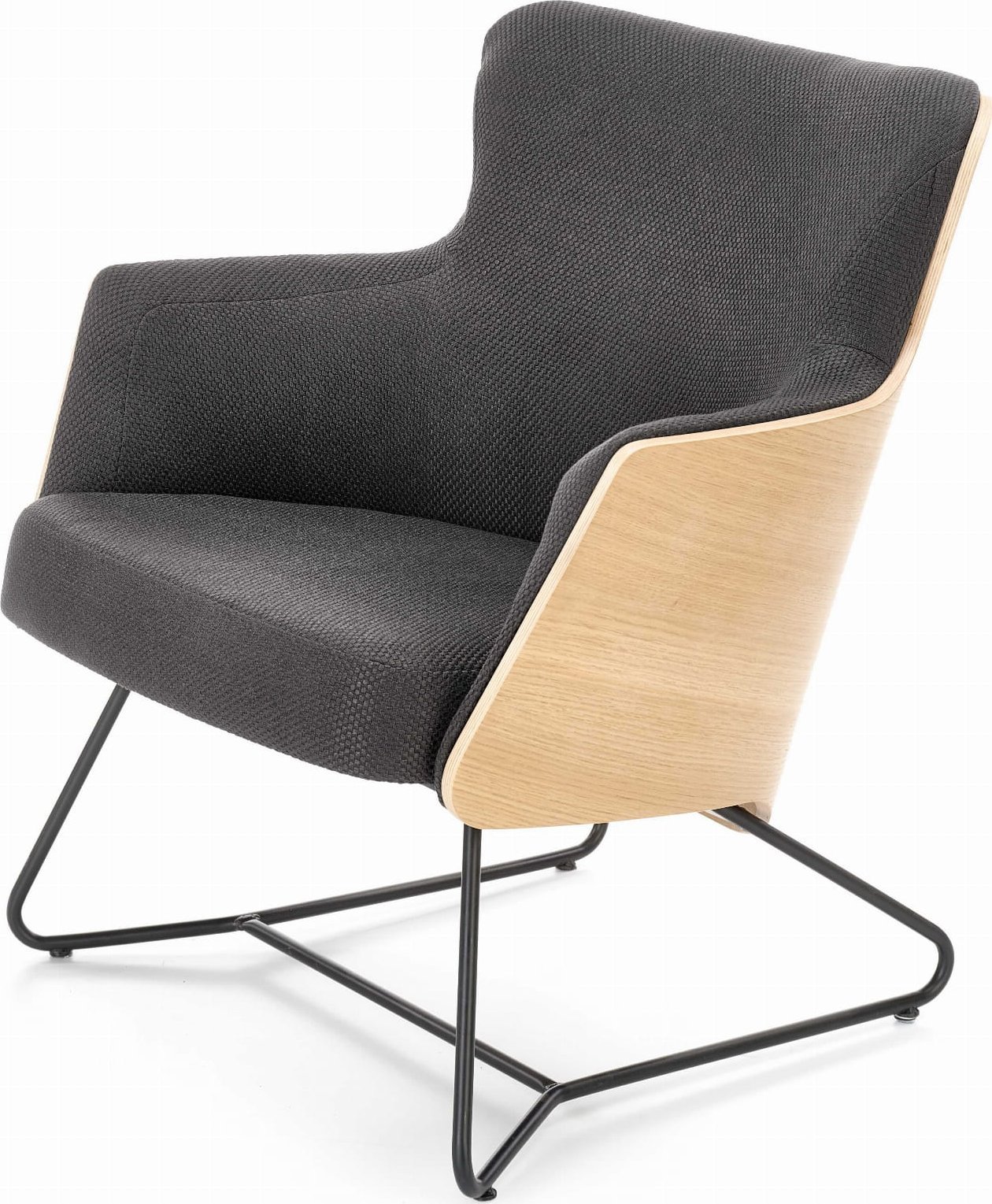 Halmar WNĘTRZARSKIE CHILLOUT fotel wypoczynkowy ciemny popiel / dąb naturalny / czarny