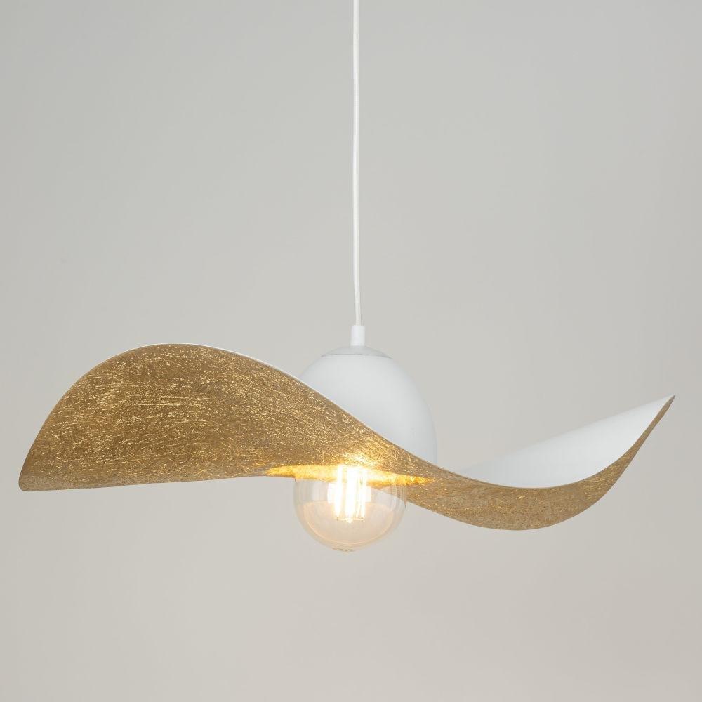 Lampa wisząca Sigma Zwis nad blat KAPELLO metalowy kapelusz do kuchni biały złoty