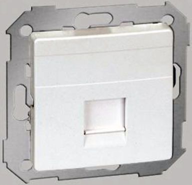 Kontakt-Simon Simon 82 Pokrywa gniazda komputerowego pojedynczego RJ45 płaska z adapterem o przesłoną biała (TSI-82005-30)