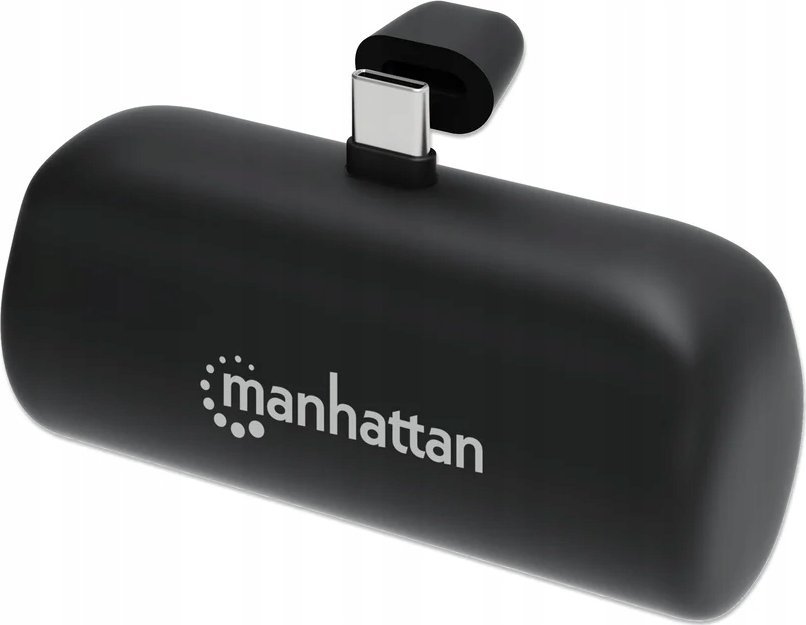Powerbank Manhattan Powerbank 5000 mAh wtyczka USB Typ-C 10W czarny