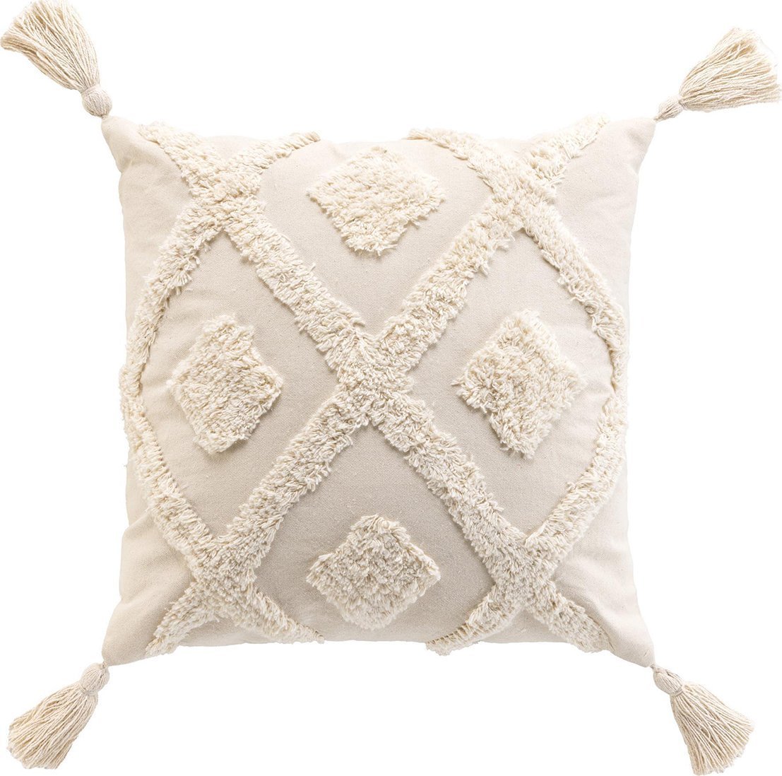 Poduszka z frędzlami i tuftowanym wzorem, 40 x 40 cm, INCA