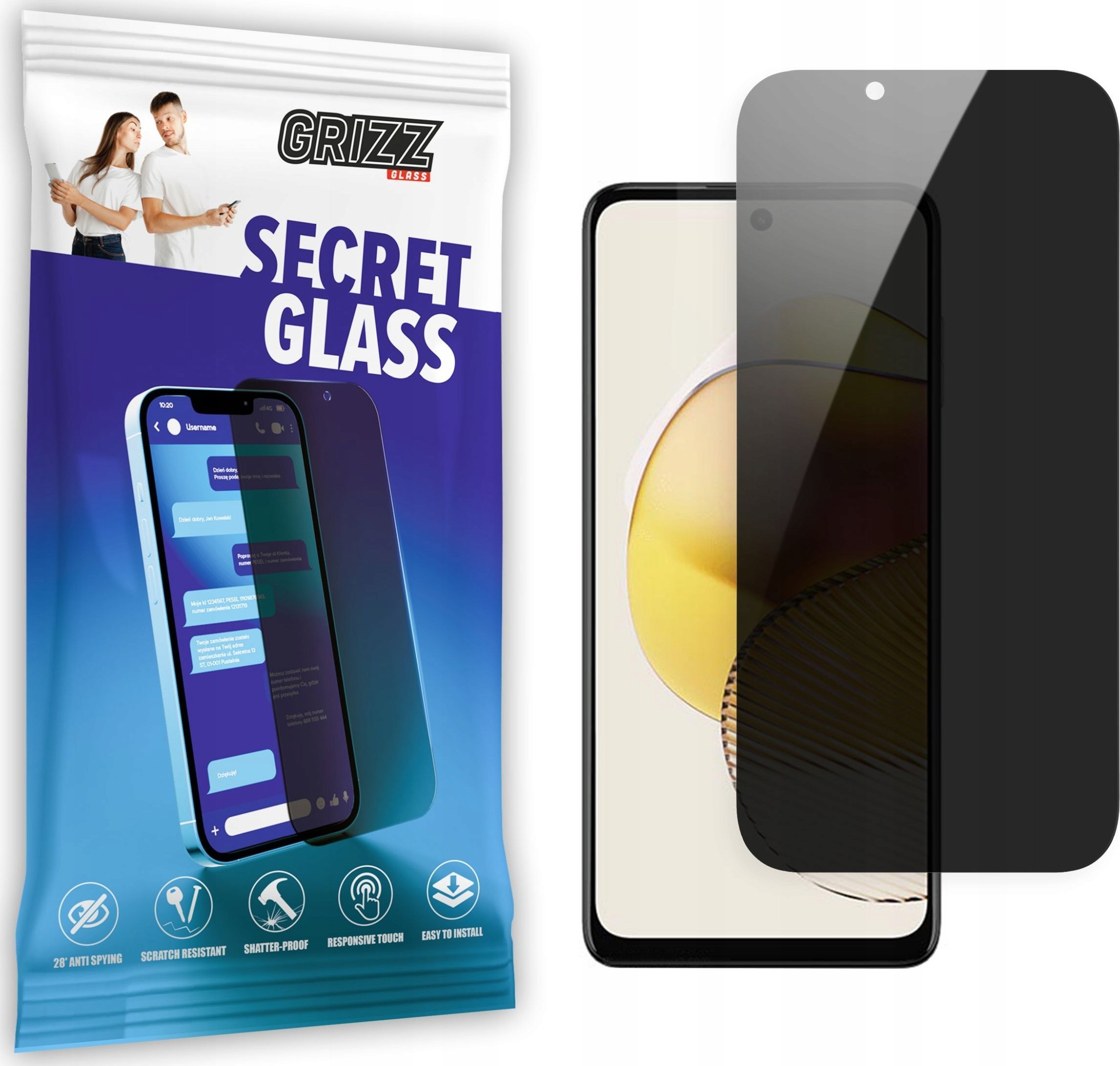 GrizzGlass Szkło prywatyzujące GrizzGlass SecretGlass Motorola Moto G73