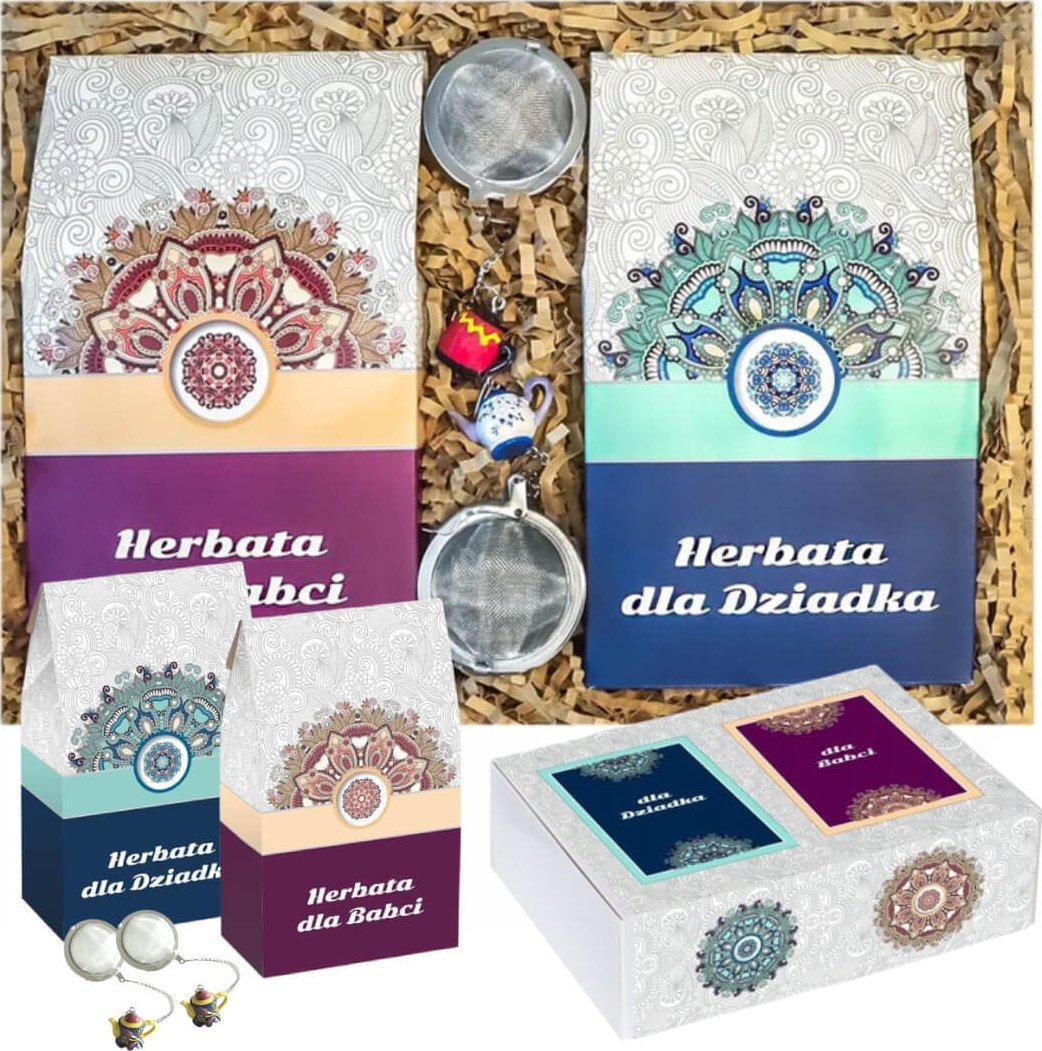 Cup&You Zestaw prezentowy dla babci i dziadka.Zestaw kaw 10x10g, 2x zaparzacz imbryk kulka, prezent upominek na Dzień Babci i Dziadka