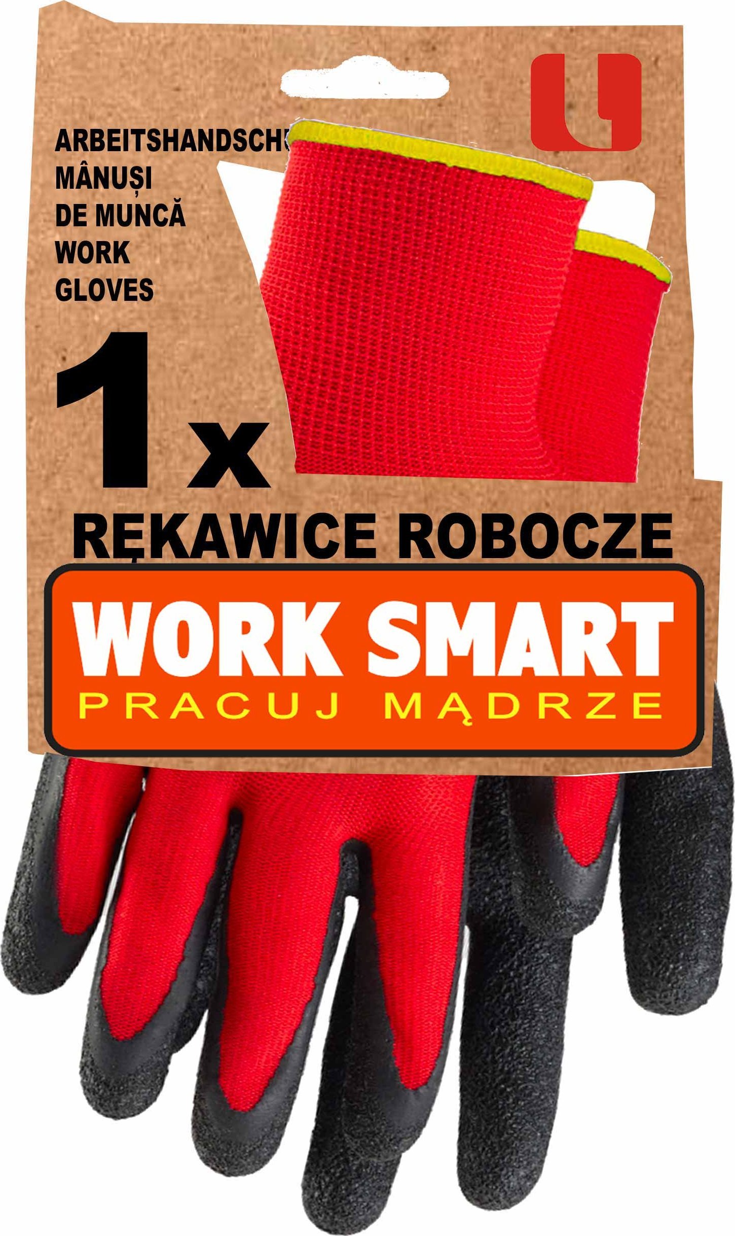 VERKEN Rękawiczki Robocze Czerwone Powlekane Odporne Na Ścieranie Manualne 9 L Verken Late Red 9 5907699003624