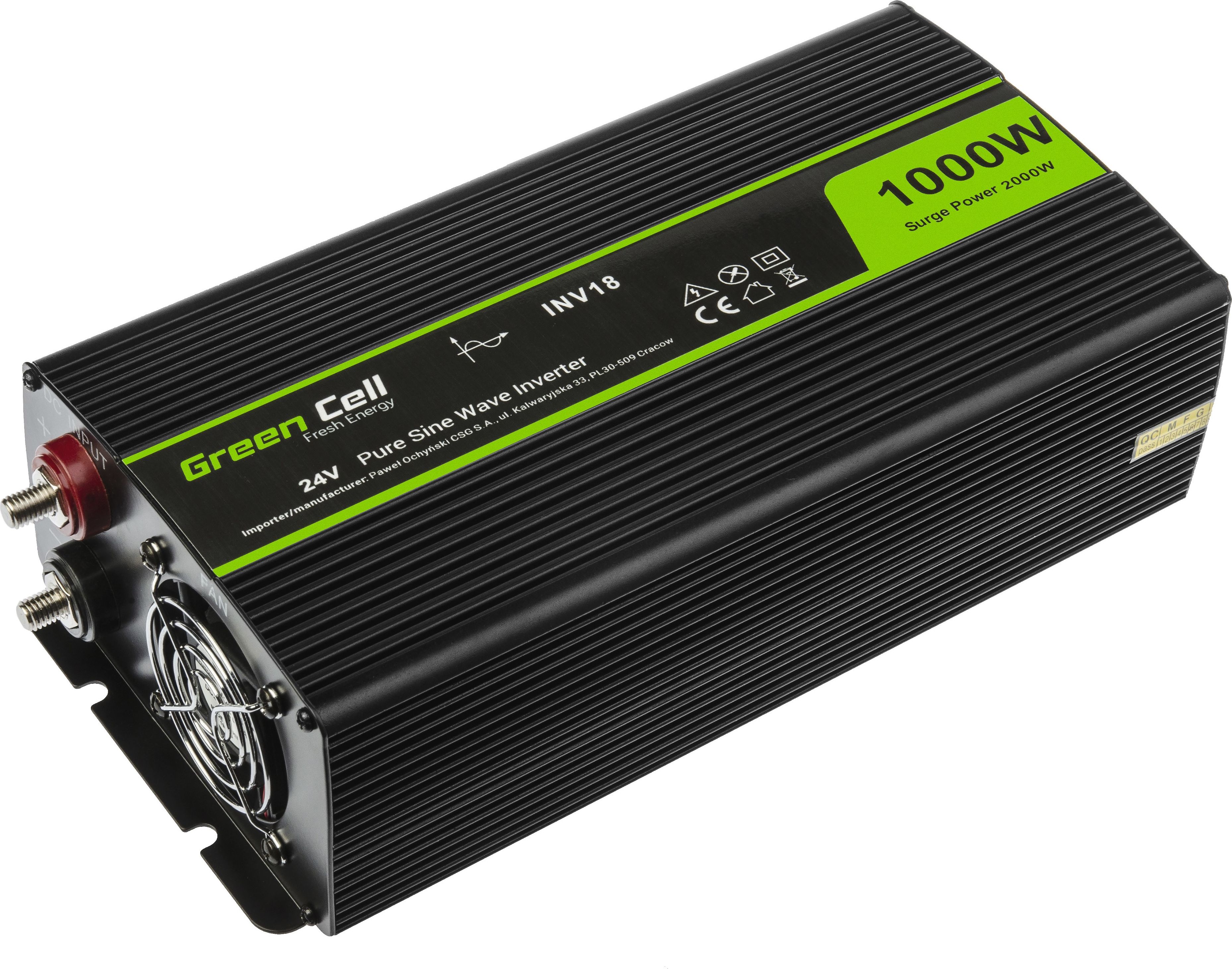 Przetwornica Green Cell 24V/230V 1000W/2000W (INV18)