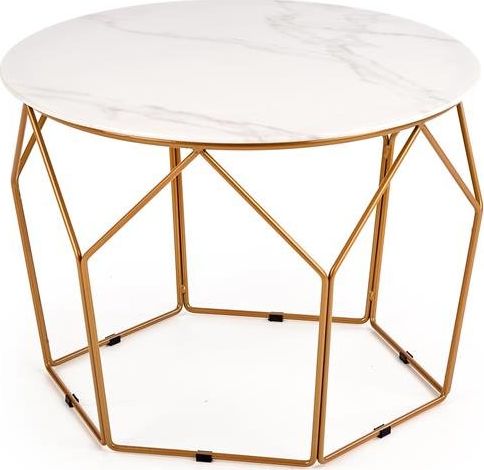 Halmar Ława MADISON 60x60 biały marmur/złota