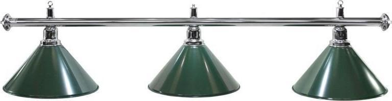 Lampa sufitowa Tournament Champion Lampa bilardowa Elegance 3 klosze zielone, srebrny połysk