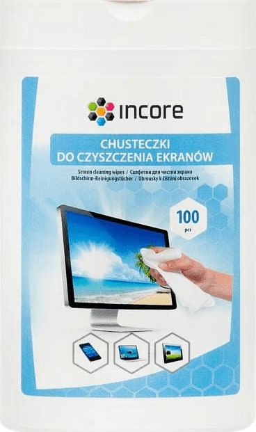 Incore Chusteczki nawilżane do czyszczenia ekranów TFT/LCD 100 szt. mała tuba (ISC1310)