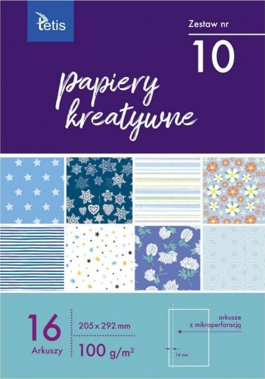 Tetis Papiery kreatywne 205x292mm 16 arkuszy zestaw nr 10 KB030-10