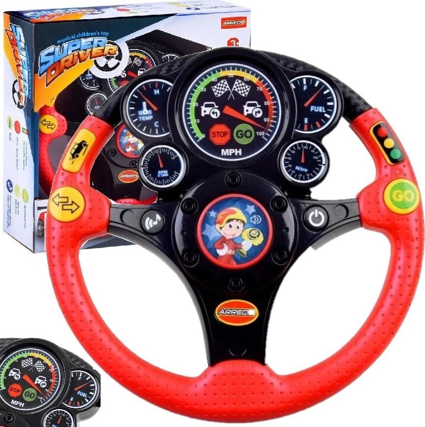 Qulki Kierownica dla dzieci auto symulator jazdy samochodem Świeci dźwięk wibruje