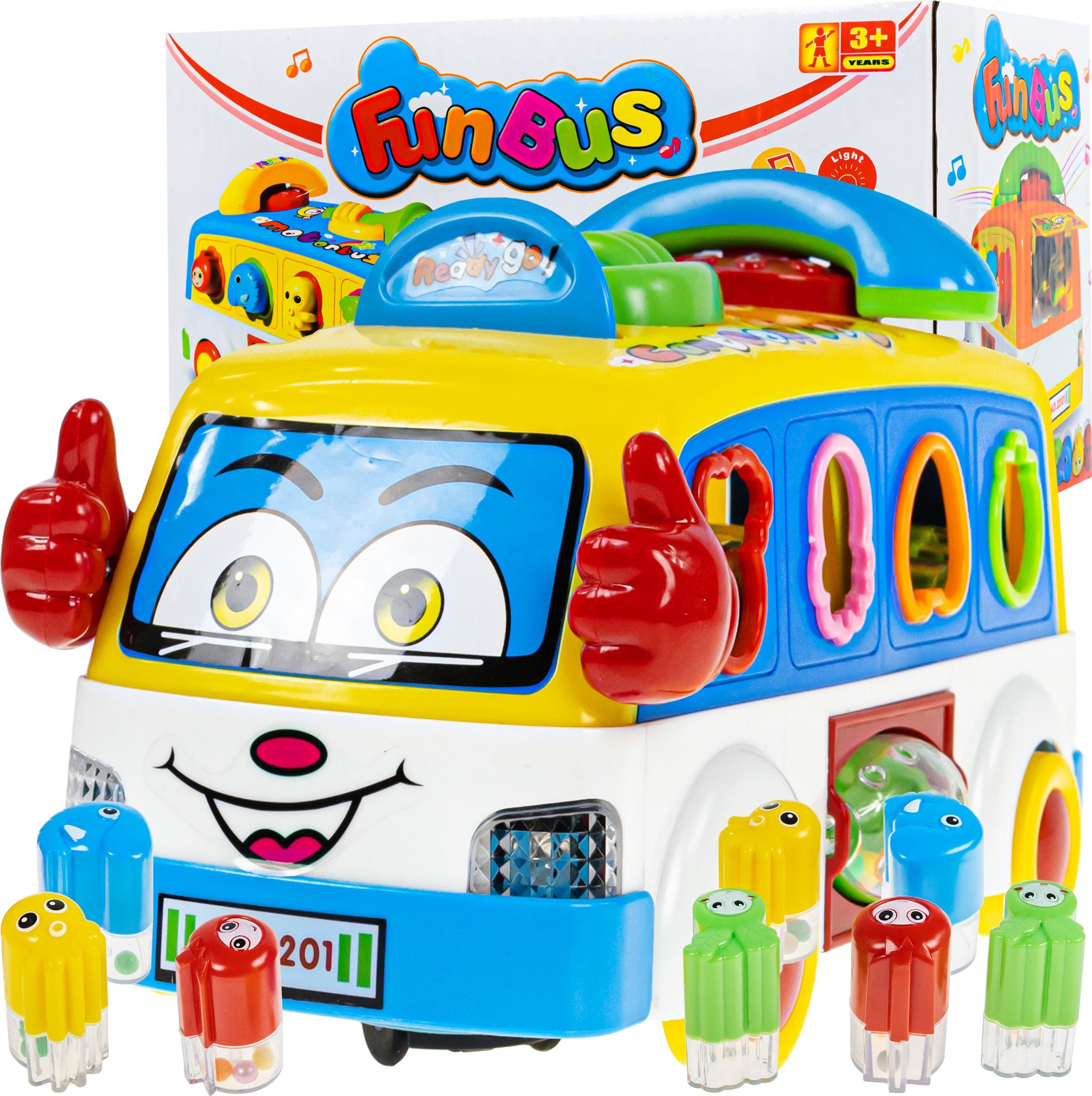 Duży Autobus Muzyczny Bus Dla Dzieci Sorter Klocków Grzechotki Telefon Led