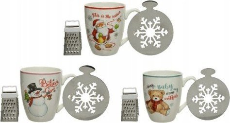 Kaemingk Kubek świąteczny z tarką zestaw do czekolady 330 ml