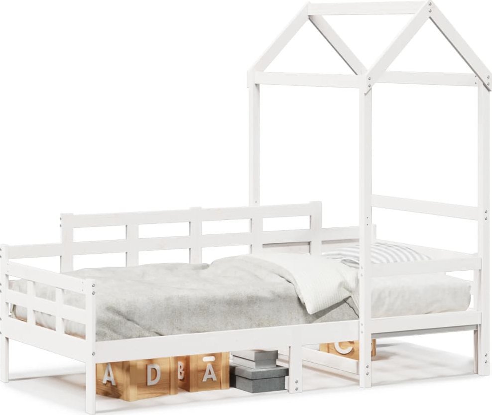 vidaXL vidaXL Łóżko dzienne z daszkiem, 90x200 cm, lite drewno sosnowe