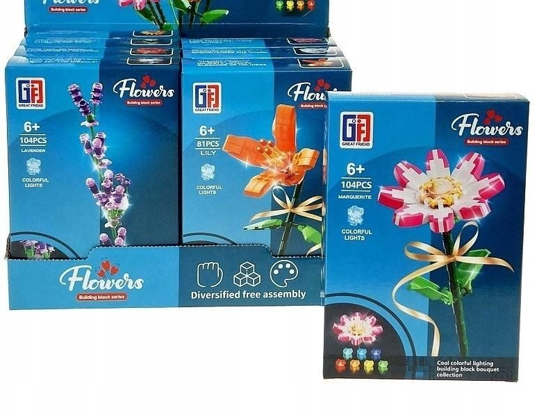 Klocki kwiaty ze światłem MIX