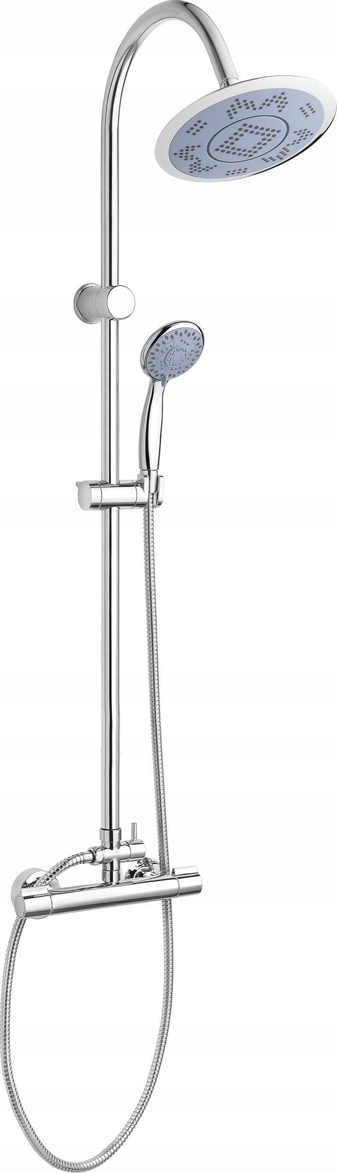 Shower system INVENA GRACJA, rain and hand shower, mixer, chrome finish.