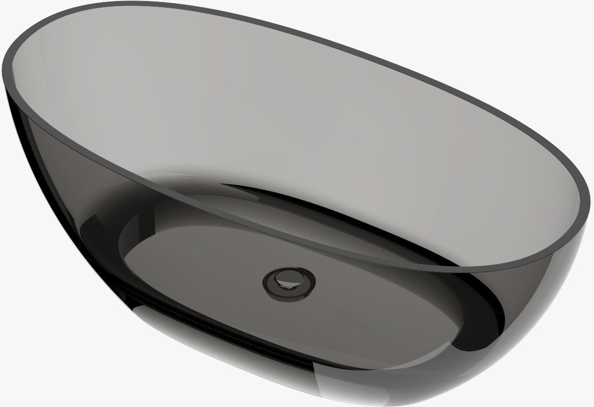 Wanna wolnostojąca transparentna 160 x 80 cm przezroczysta czarna korek chrom