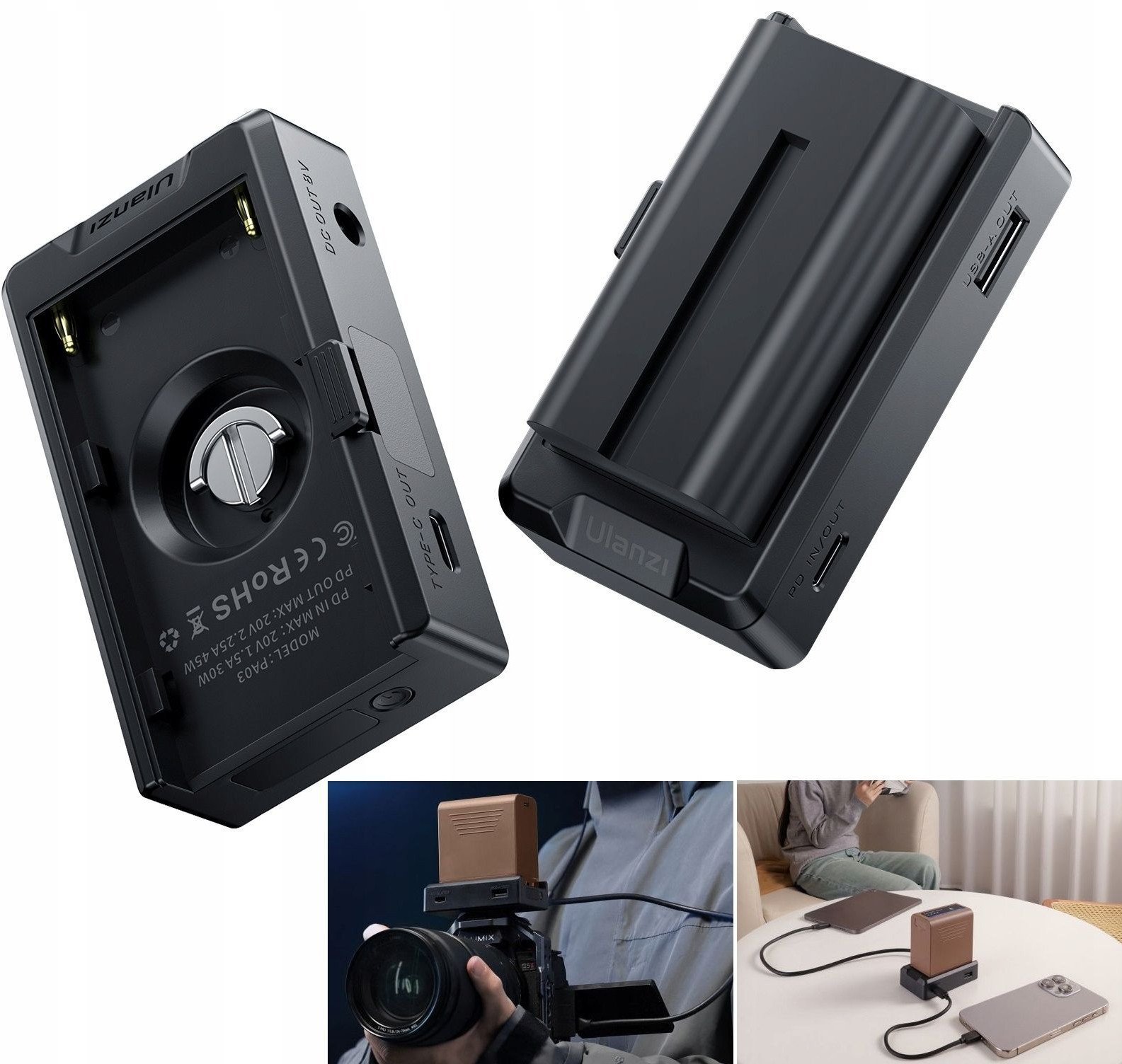 Płytka Zasilająca Na Usb-c Dc Pd Usb-a Do Sony Np F750 F770 F960 F970 1/4"" / Pa03