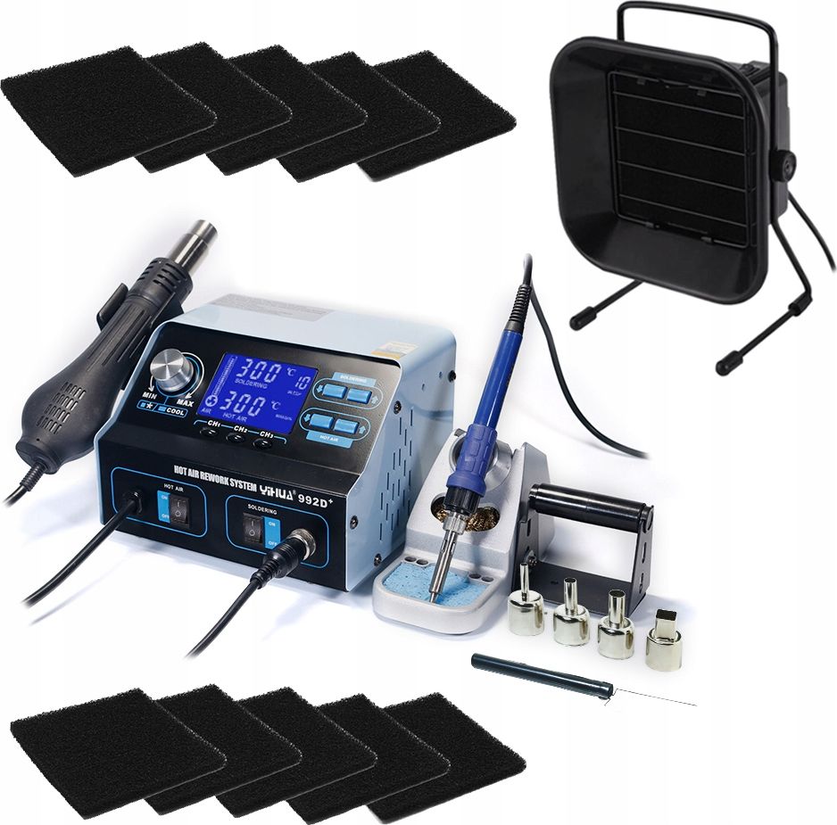 Techrebal Stacja lutownicza Yihua 992D+ + Pochłaniacz oparów + 10 filtrów