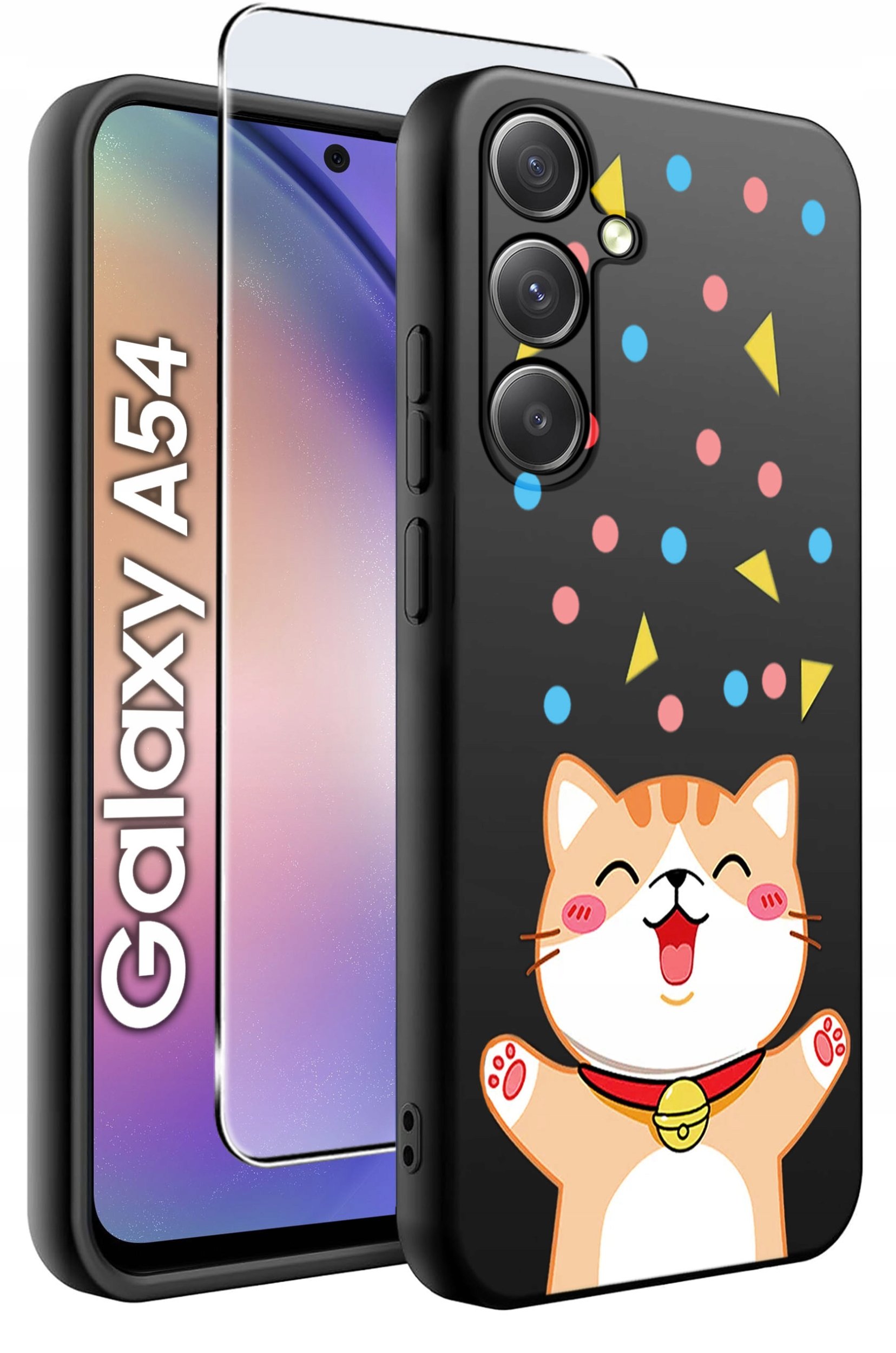 ETUI do Samsung A54 5G WZORY | SILIKONOWE MATT CASE + SZKŁO 9H