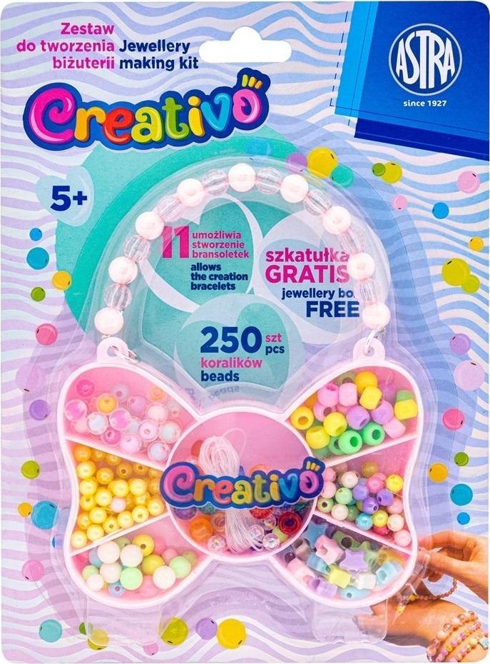 Zestaw koralików Motyl 250szt + 2m gumek ASTRA