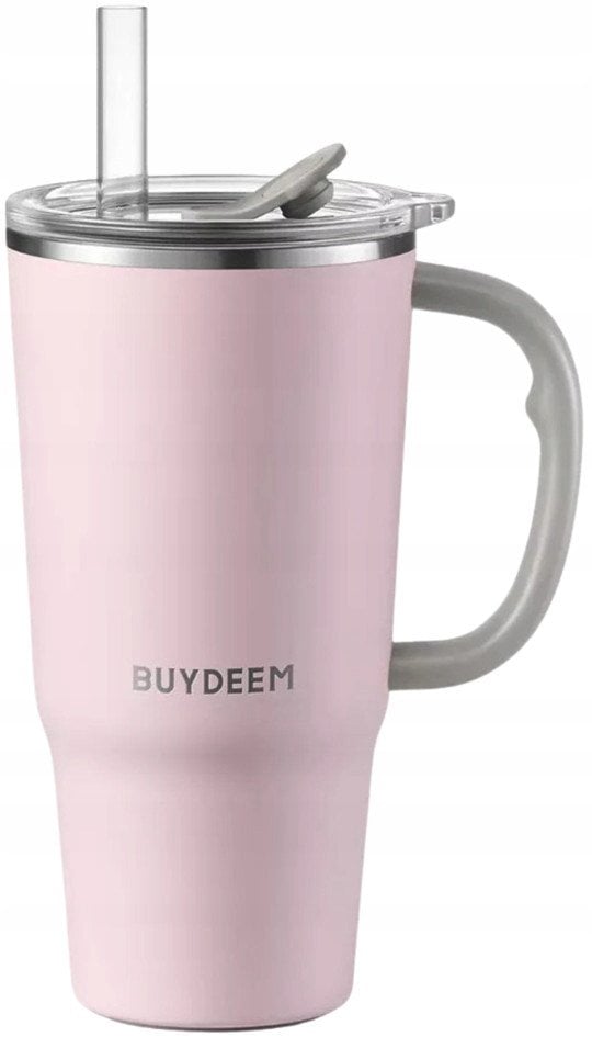 BUYDEEM Kubek termiczny ze słomką 700 ml, model DS57, kolor Pink