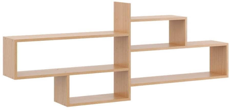 Nowoczesna półka na ścianę, regał wiszący, 170x18x68 cm, buk, mat