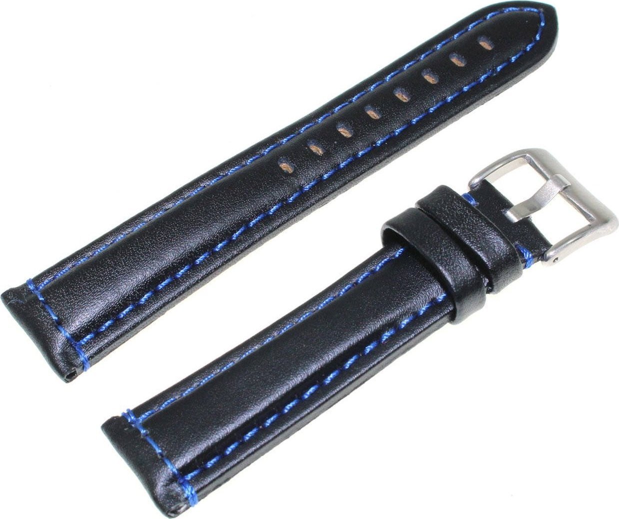 Diloy Skórzany pasek do zegarka 20 mm Diloy 393.20.52 czarny niebieski