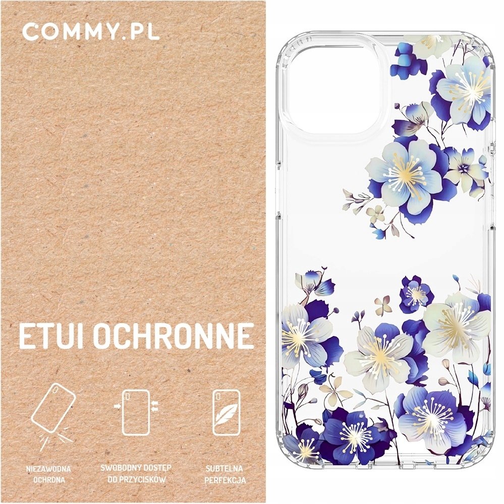 Przezroczyste mocne etui kwiaty Commy iPhone 16 Pro Case plecki