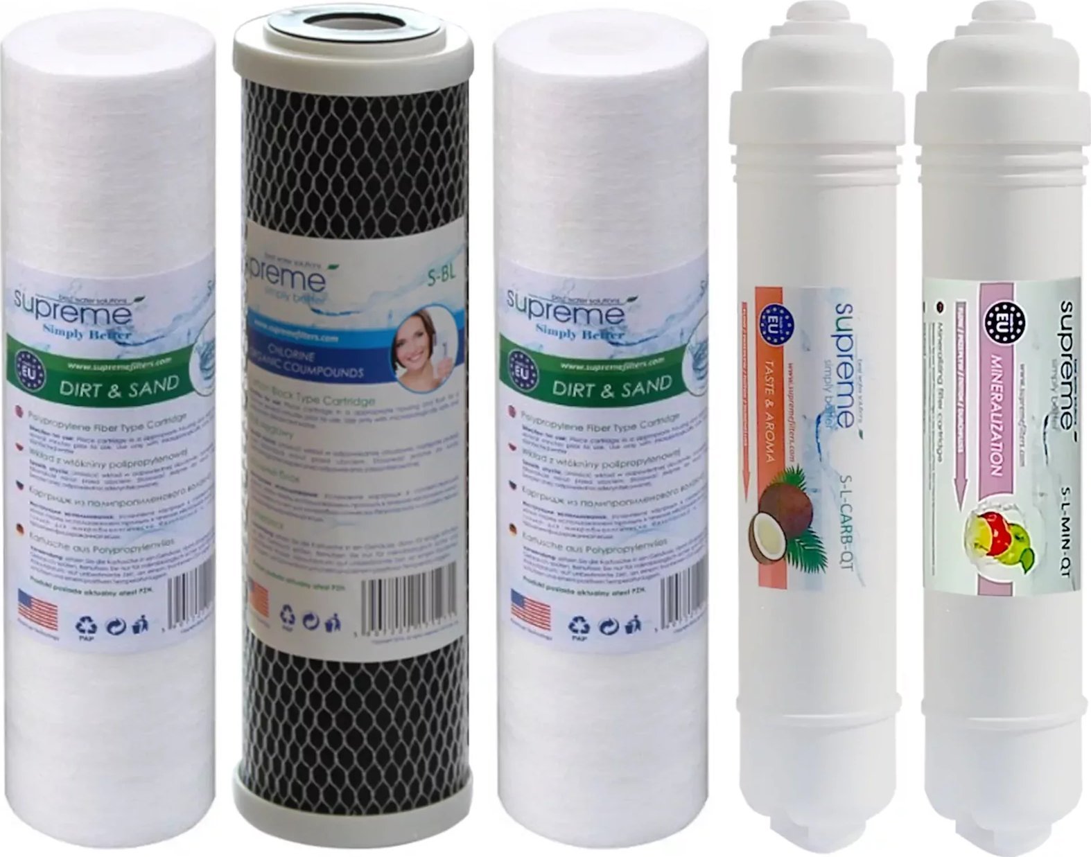 Supreme RO6 QT Komplet 5 wkładów do filtra odwróconej osmozy