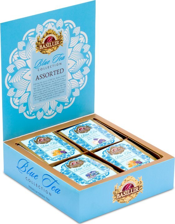 Basilur Basilur BLUE TEA zestaw zielonych/niebieskich herbat 4 smaki - saszetki w herbaciarce 40 x 1,5 g