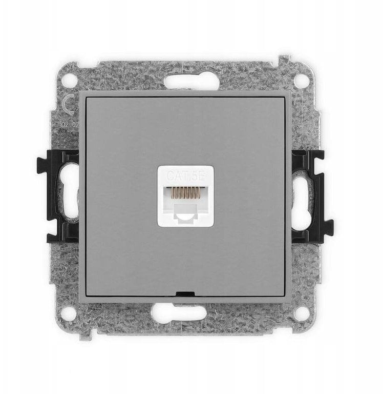 ICON Mechanizm gniazda komputerowego pojedynczego 1xRJ45, kat. 5e, 8-stykowy, bez pola opisowego szary mat 27IGKBO-1