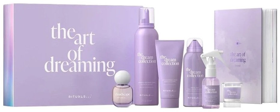 RITUALS SET (DREAM FOAMING SHOWER GEL 200ML + BODY MOUSSE 150ML + JOURNAL + HOME PERFUME 50ML + EDP 15ML + CANDLE 25G+SHIMMERING BODY CREAM 100ML)